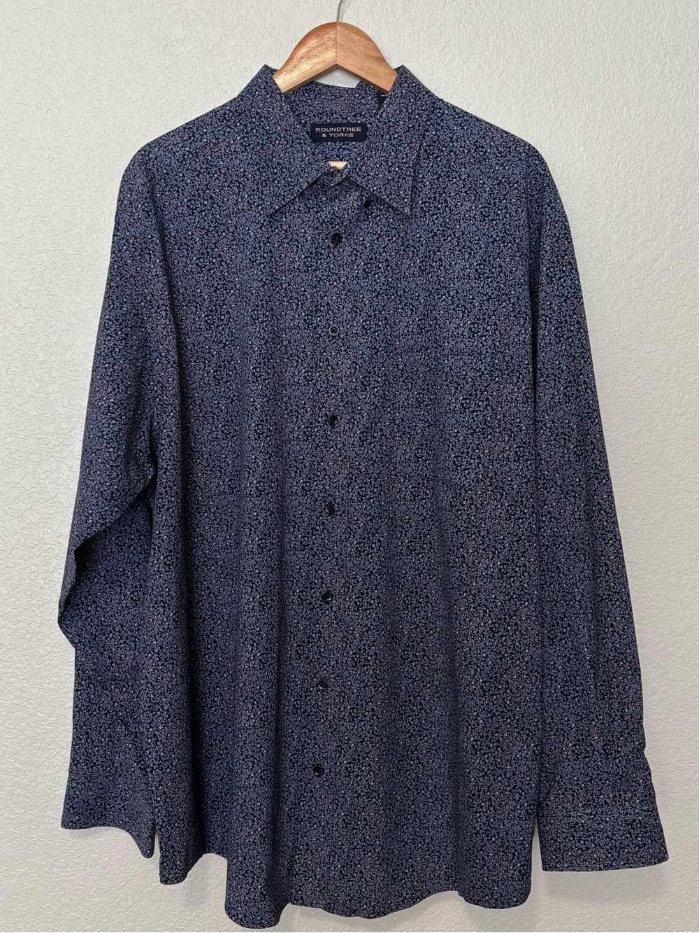 Roundtree & Yorke 2XT Tall Floral Button Down Shirt Men’s 100% Cotton